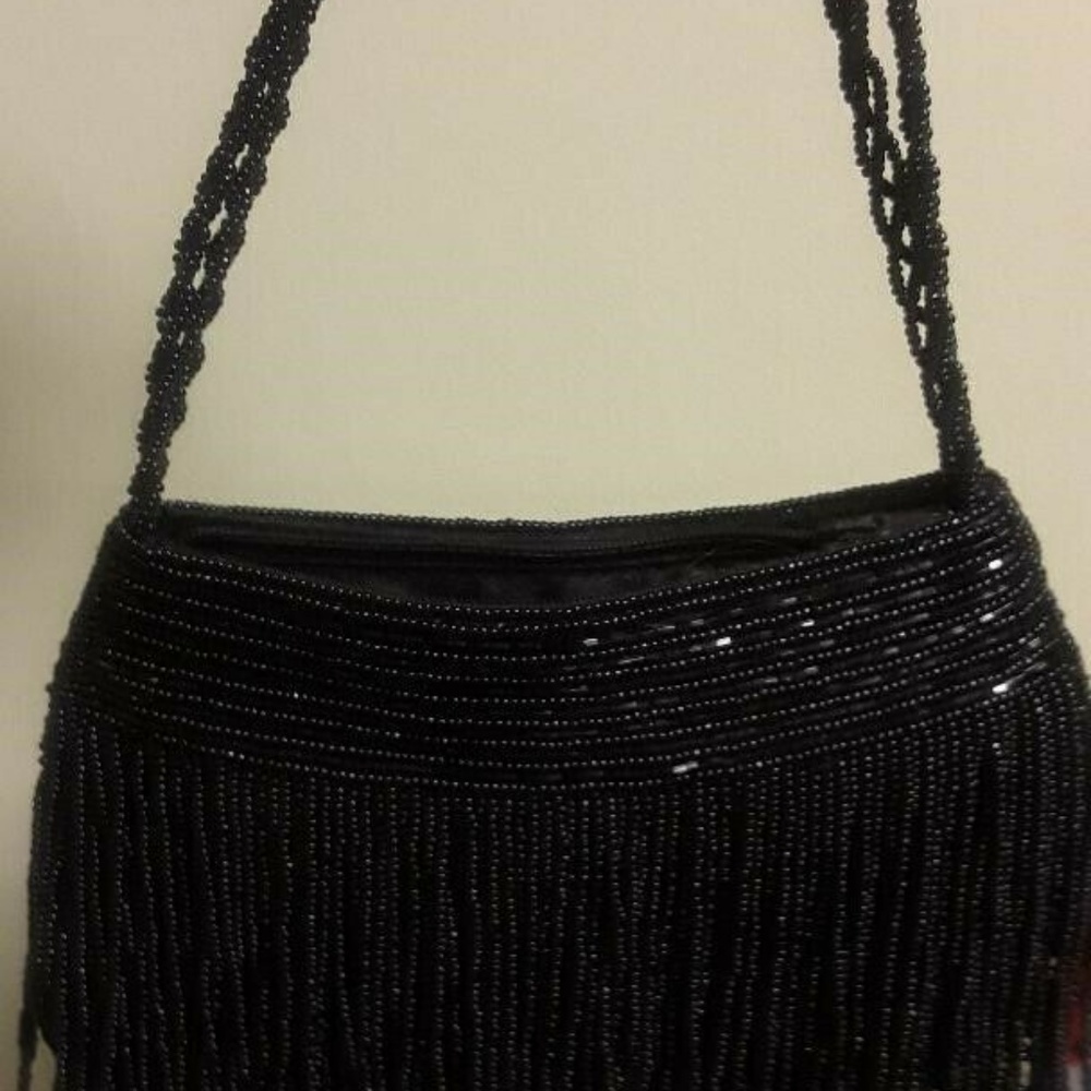 Inge Christopher Black Beaded Mini Evening bag